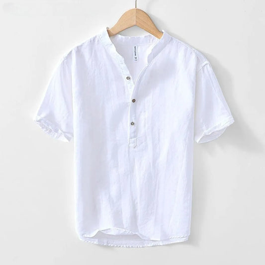 Japanese Retro Cotton Linen Loose V-Neck T-Shirt - T-Shirts - T-Shirt - 3