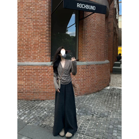 Salt Style V-Neck Top & Wide Leg Pants Set