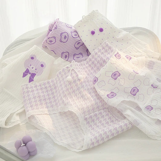 "Little Bear Cotton Panties Set for Women - Breathable Sexy Underwear - Kawaii Stop - 