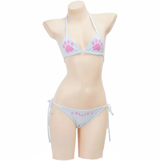 Anime Cat Paw Bikini Cosplay Set - Women’s - Swimsuit / Bikini / One-Piece Swimwear - 5