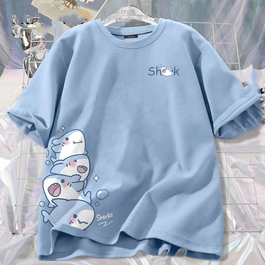 Kids Cute Shark Print Summer T-Shirt