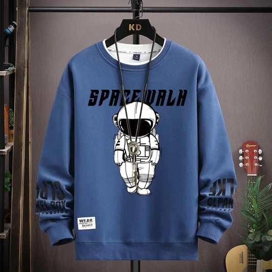 "Spacewalk" Printed Men's Sweatshirt - O Neck Harajuku Fashion Top