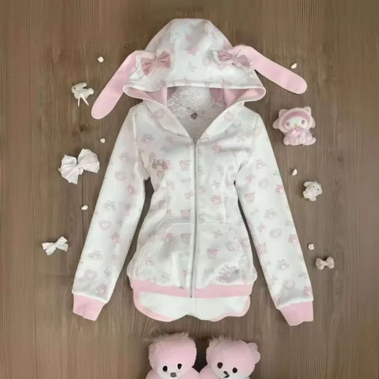 My Melody Y2K Cartoon Zip-Up Hoodie - Women’s - Hoodie - 2