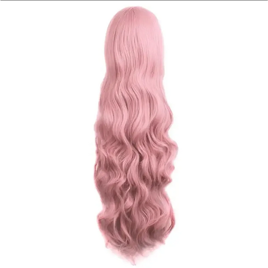 Long Wavy Pink Wig with Bangs - Best Sellers - Wig - 2