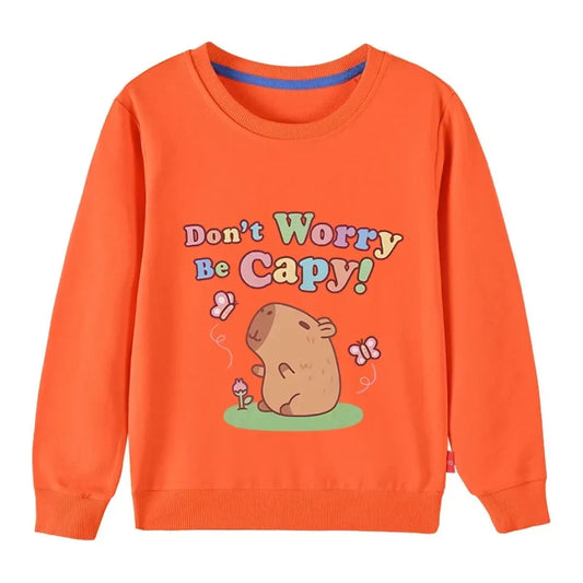 Kids Cotton Capybara Cartoon Pullover Sweatshirt - T-Shirts - Sweatshirt - 2