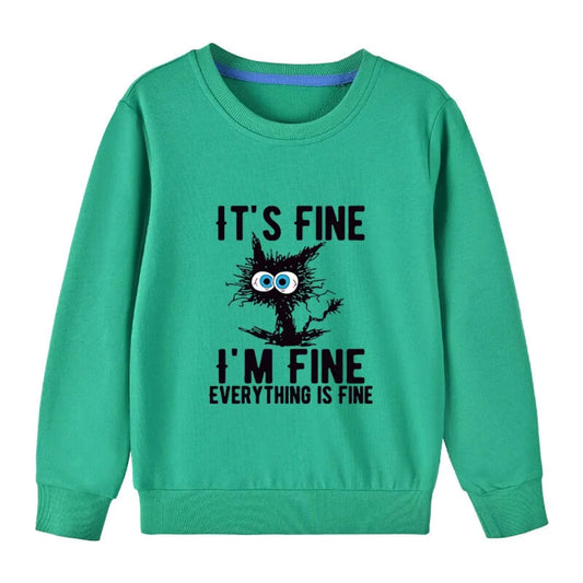 Kids Cotton Cat Print Hoodie - Hoodies & Sweatshirts - Hoodie - 2