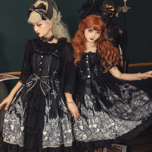 Vintage Gothic Lolita JSK Dress - Harajuku Cosplay - Kawaii Stop - Cosplay Costume, Cosplay Enthusiast, Costume Party, Expressive Fashion, Fantasy Wear, Fashion Forward, Fashion Statement, Gothic Style, Harajuku Fashion, Harajuku Vibes, Lolita Dress, Special Occasions, Unique Style, Vintage Inspired, Whimsical Charm, Women's Fashion