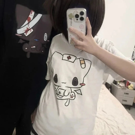 Cartoon Couple Print Y2K Harajuku T-Shirt