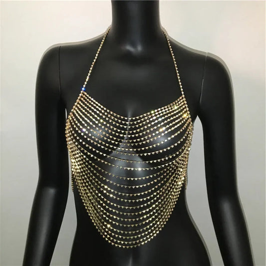 Shiny Harajuku Rhinestone Halter Top - Tops & Tees - Crop Tops - 29