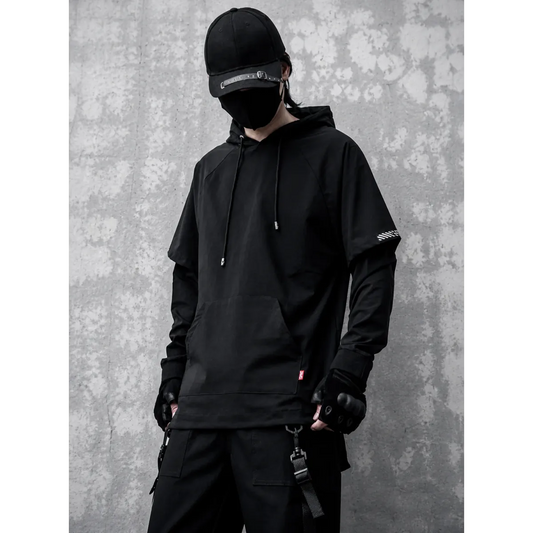 Layered Techwear Hoodie – Harajuku Streetwear - Hoodies & Sweatshirts - Hooded - Men’s Hoodies - 1