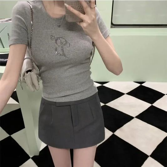 Angel Wings Rhinestone Slim Fit Tee - T-Shirts - T-Shirt - 2