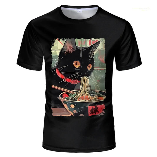Anime Cat Ramen Graphic T-Shirt - T-Shirts - T-Shirt - 2
