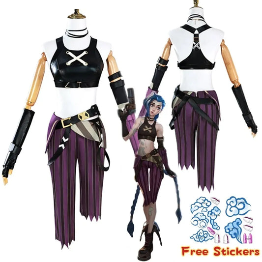 Arcane Jinx Cosplay Costume – LOL Season 2 Loli Outfit with Wig & Accessories - Anime - Sets - 2