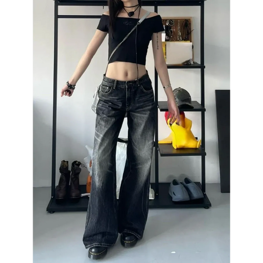 Baggy Y2K Jeans – Grunge Gothic High Street Denim - Bottoms - Women’s Jeans - 2