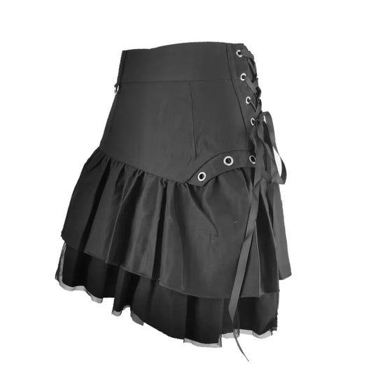 Black Retro Kawaii Skirt – Sweet Korean Streetwear Mini Skirt - Bottoms - Short - Skirts - 2