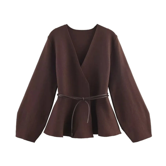 Bow Tie V-Neck Knit Cardigan - Autumn 2025 - Women’s Clothing & Accessories - Cardigan - 1