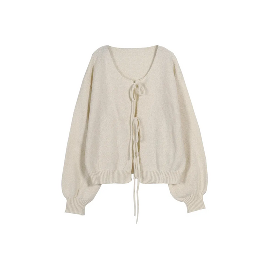 V-Neck Bow Tie Knit Cardigan – Autumn Layering Essential - Women’s Clothing & Accessories - Cardigan - 2