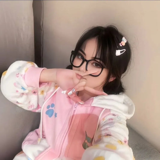 Kawaii Harajuku Zip Hoodie with Bunny Ears - Hoodies & Sweatshirts - Hoodie - 2