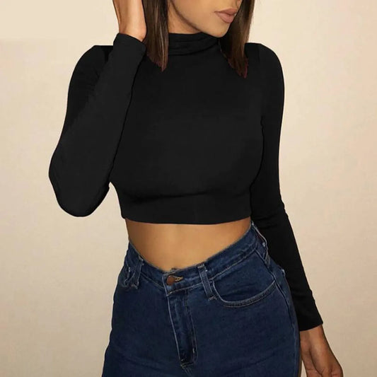 Women’s Crop Top With Long Sleeves - T-Shirts - 1