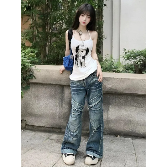 Y2K Cartoon Dog Halter Mini Dress - All Dresses - Mini Dress - 2