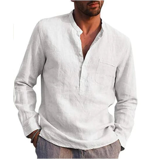 Casual Beach Style Linen Shirt - T-Shirts - 1