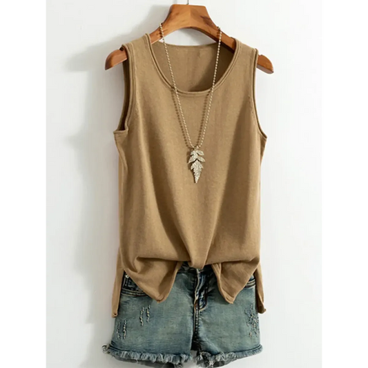 Casual Cotton Sleeveless Tank Top - Tops & Tees - Tops - 2