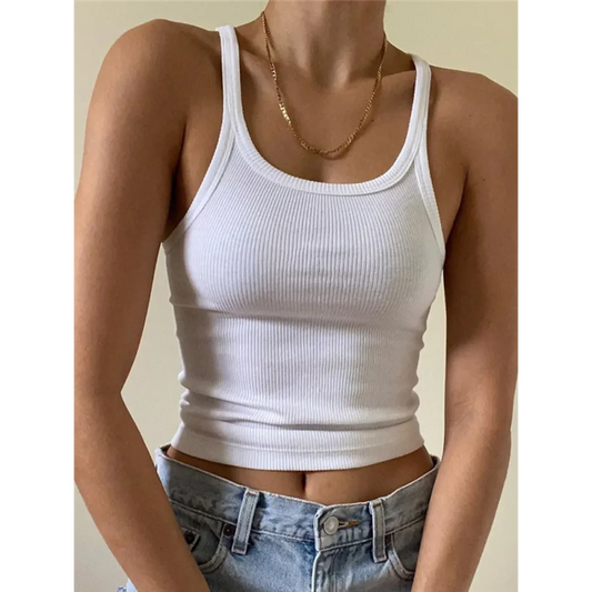 Casual Ribbed Cotton Crop Top - Women’s Clothing & Accessories - Crop Tops - 1