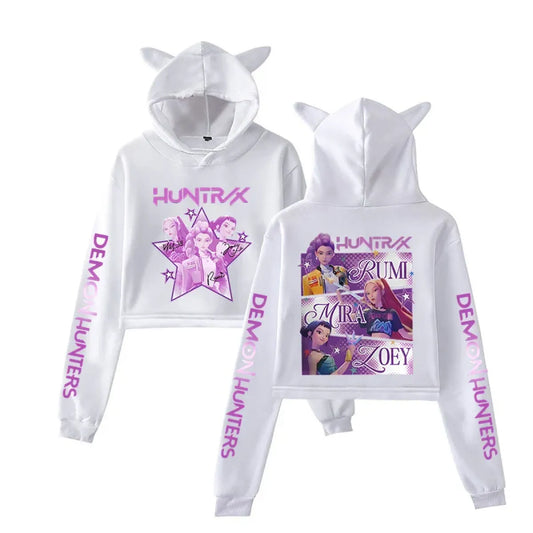 Demon Hunters Cat Ear K-Pop Cropped Hoodie - Women’s Clothing & Accessories - Hoodie - 2