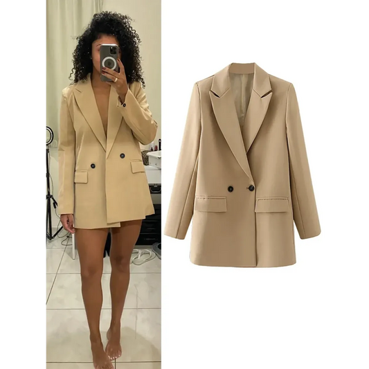 Chic Oversized Blazer for Women - Women’s Clothing & Accessories - Long - Asymmetric - Women’s Jackets - 1