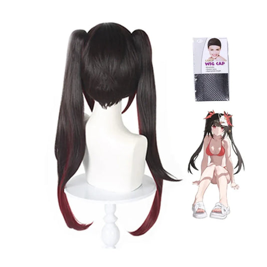 Black Red Twin Tail Cosplay Wig with Fox Mask - Cosplay - Hair Accessories - 2