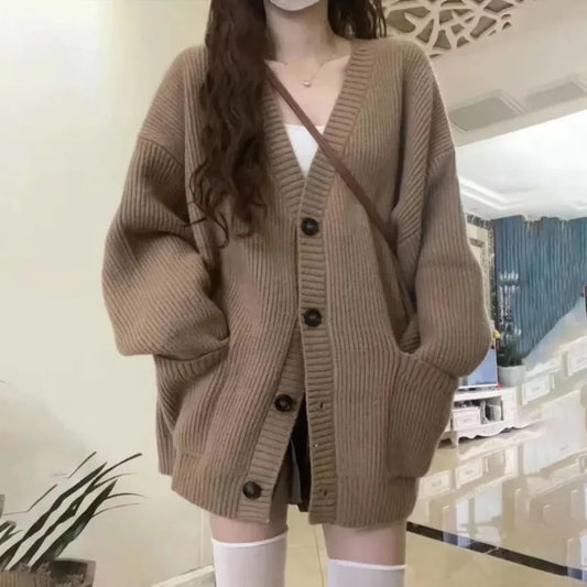 Cozy Knit V-Neck Oversized Cardigan - Sweaters - Cardigan - 1