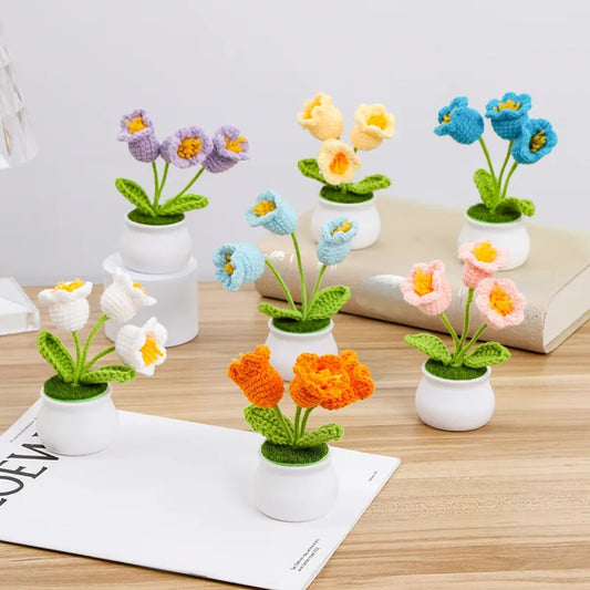 Handmade Crochet Lily Plush – Potted Flower Decor for Desk or Gift - Plushies - Plushie - 2