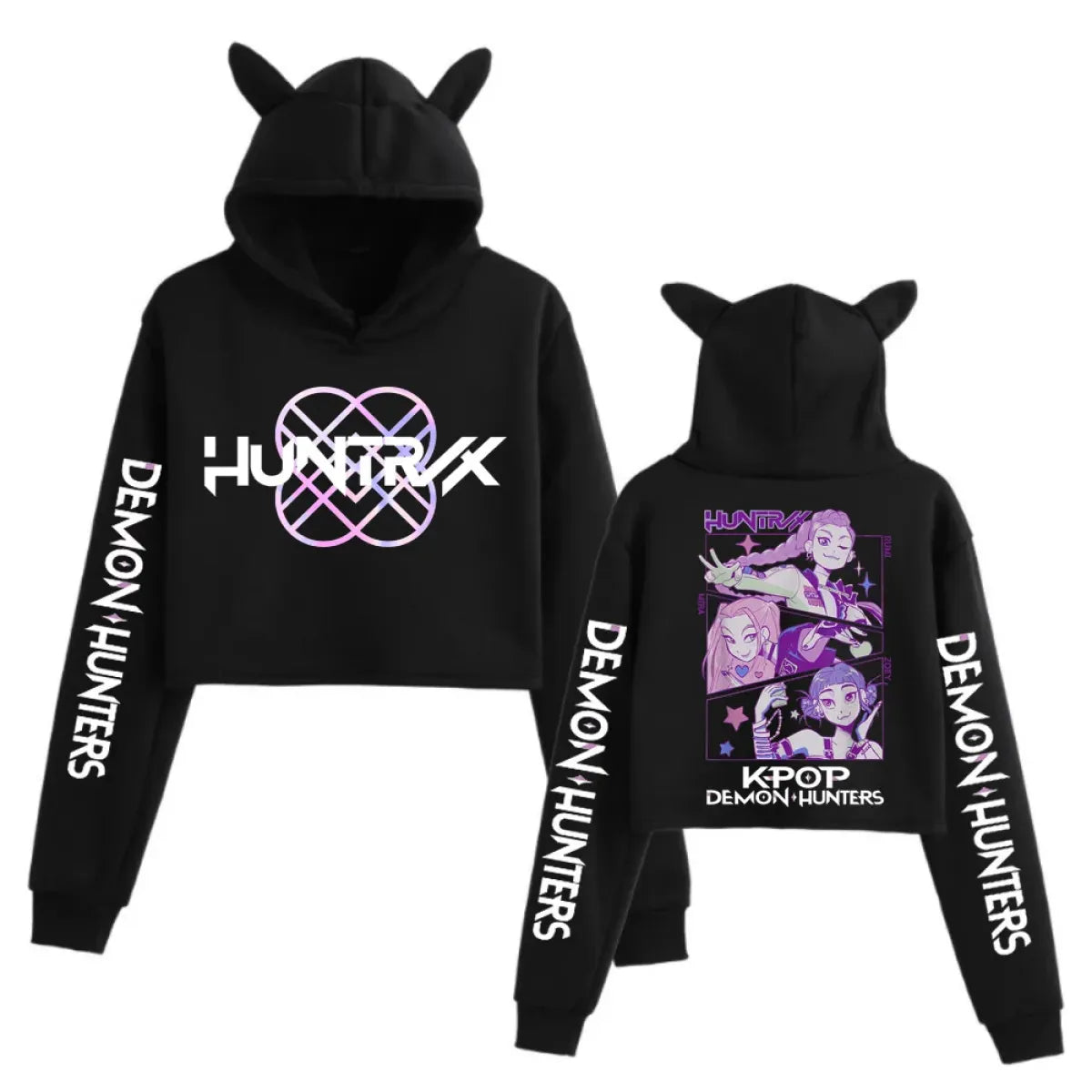 Kpop Demon Hunters Cat Ear Crop Hoodie Kawaii Kawaii Stop