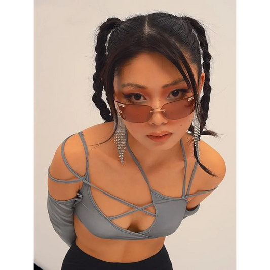 Cyber Punk Long Sleeve Crop Top - T-Shirts - 2