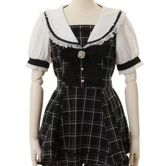 Plaid Lace Patchwork Fairy Grunge Mini Dress - All Dresses - Mini Dress - 2