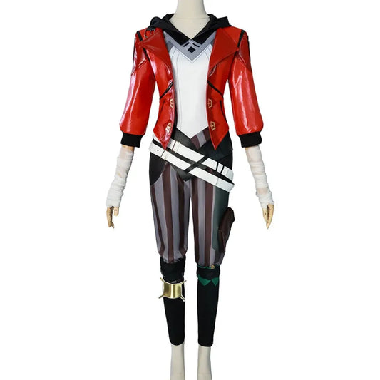 Vi Arcane Cosplay Costume Set with Red Faux Leather Jacket - Women’s Clothing & Accessories - Cosplay - 1