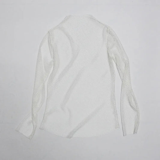 Fishnet Mesh See-through Black Shirt - Sexy Long Sleeve Tee - T-Shirts - 7