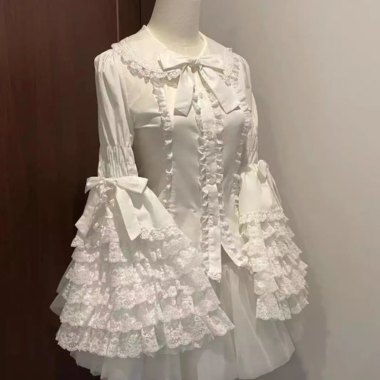 Kawaii Flare Sleeve Bow Blouse - Women’s Clothing & Accessories - Long - Shirts & Blouses - 16