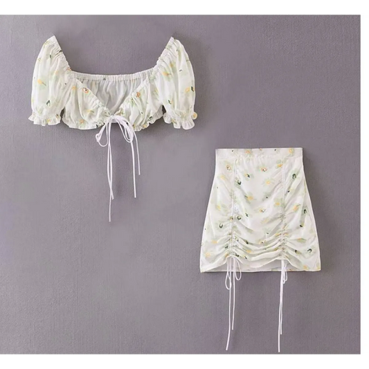 Women’s Floral Printed Chiffon Crop Top - Women’s Clothing & Accessories - 1