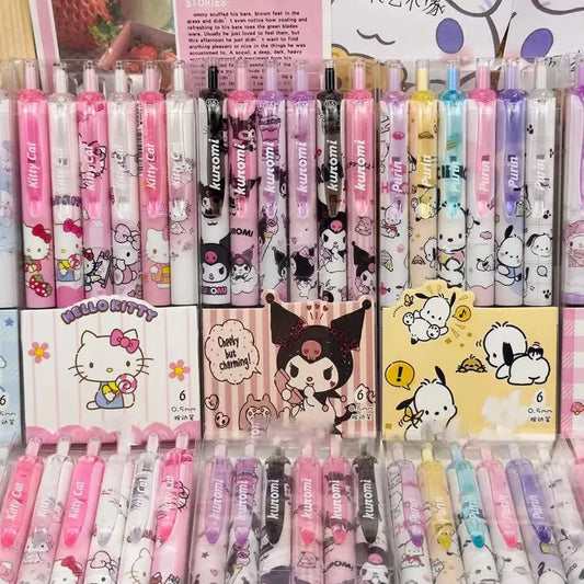 Sanrio Hello Kitty & Kuromi 6pc Gel Pen Set - Harajuku Style - Pen / Pencil - 1