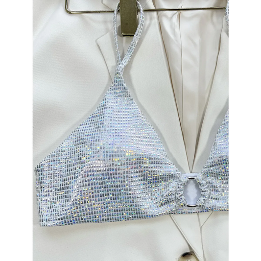 Glitter Sequin Bikini Set – Ring Detail Thong Swimwear - Harajuku Style - Strapless - Swimwear - 2