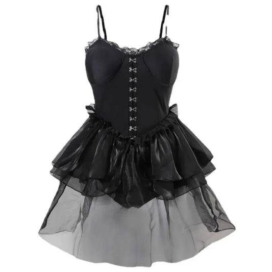 Lace One Piece Swimsuit – Gothic Corset Mini Dress Style - All Dresses - Sleeveless - Swimwear - 1