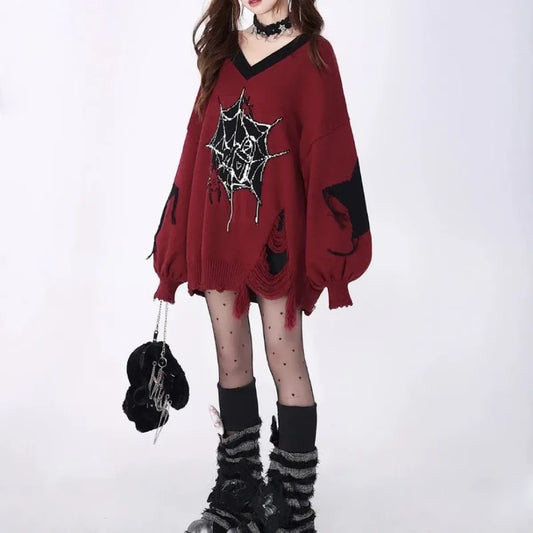 Gothic Harajuku Spiderweb Sweater - Sweaters - Sweaters - 2