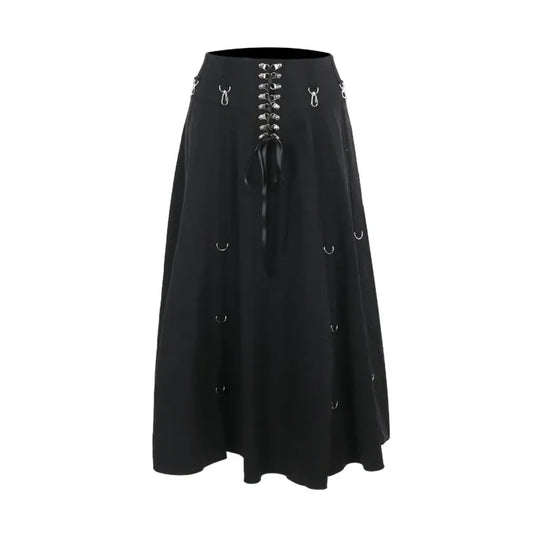 Gothic High Waist Ruffle Skirt – Punk Grunge Corset A-Line Skirt - Bottoms - Skirts - 8