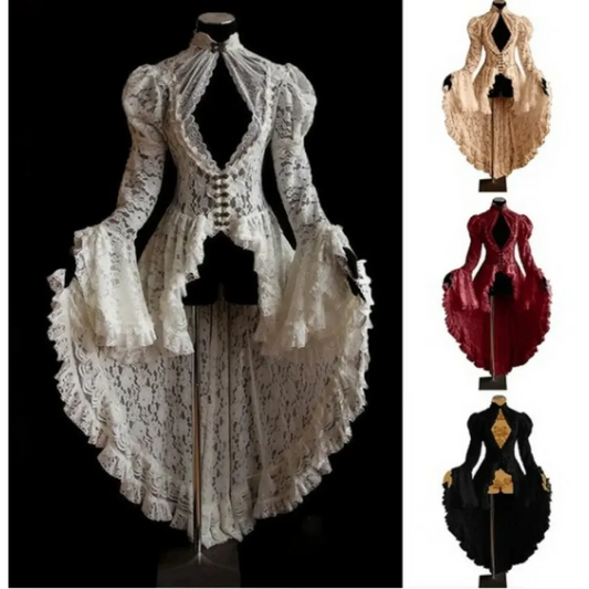 Gothic Lace Renaissance Dress – Vintage Medieval Cosplay - All Dresses - Long - Cosplay - 1