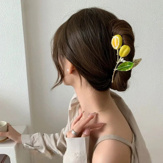 Green Metal Durian Hair Clip - Accessories - Hair Accessories - 2