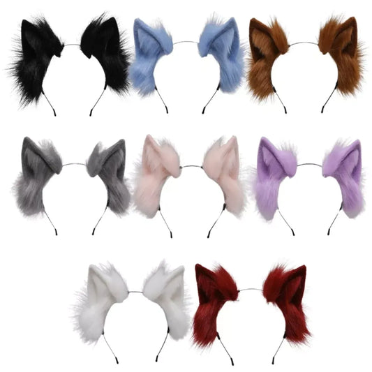 Handmade Cat Faux Fur Ears Headband - Fluffy Plush Animal Hair Hoop - Best Sellers - 1