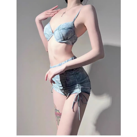 Mesh Off Shoulder Set – Harajuku Bikini & Smock Swimsuit - Tops & Tees - Long - Swimwear - 2