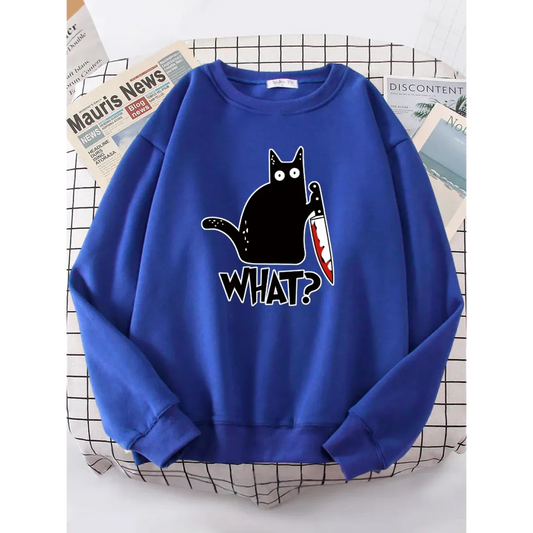 Kitty Say ’What?’ Sweatshirt - Harajuku Casual Hoody - T-Shirts - 2