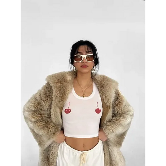 Harajuku Cherry Tee - Sleeveless Streetwear Crop - T-Shirts - 2